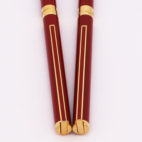 S T Dupont Classique Ballpoint and Pencil Set (1970s)- Red Lacque